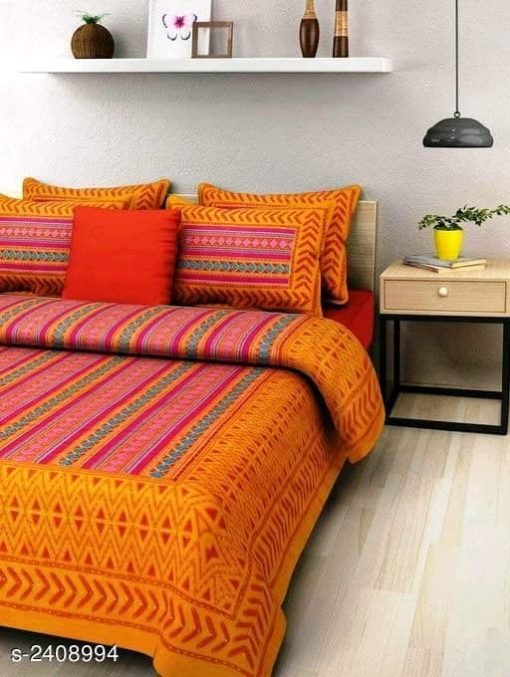 Blisskloud Artistic Cotton Printed Double Bedsheets