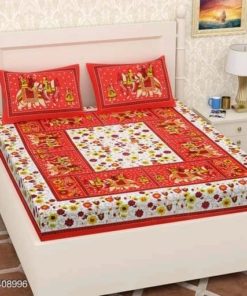 Blisskloud Artistic Cotton Printed Double Bedsheets