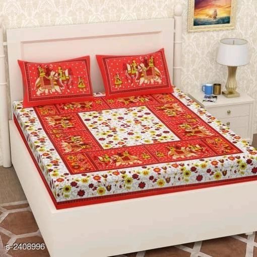 Blisskloud Artistic Cotton Printed Double Bedsheets