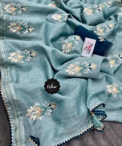 Linen Embroidred Saree